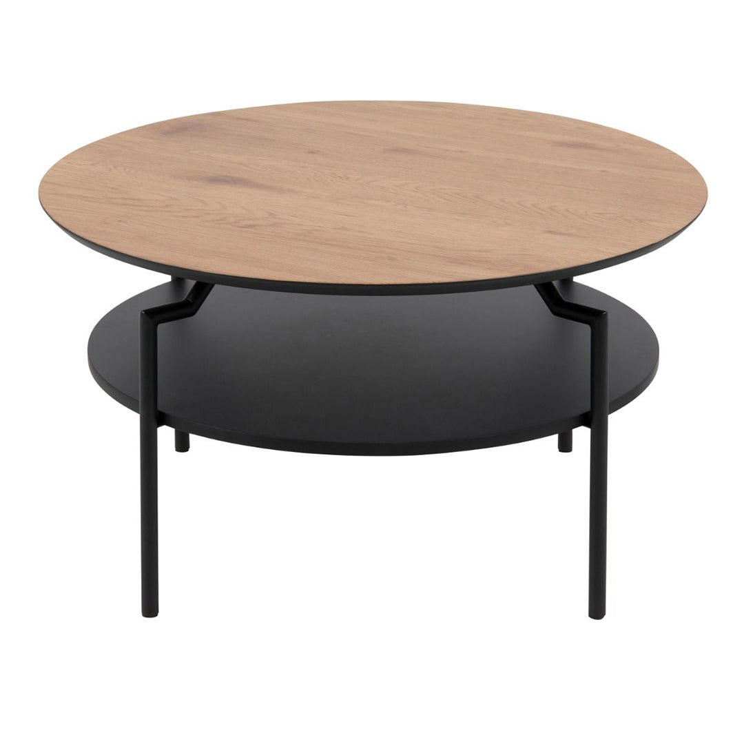 Wooden Coffee Table Round With Under Shelf - Goldington