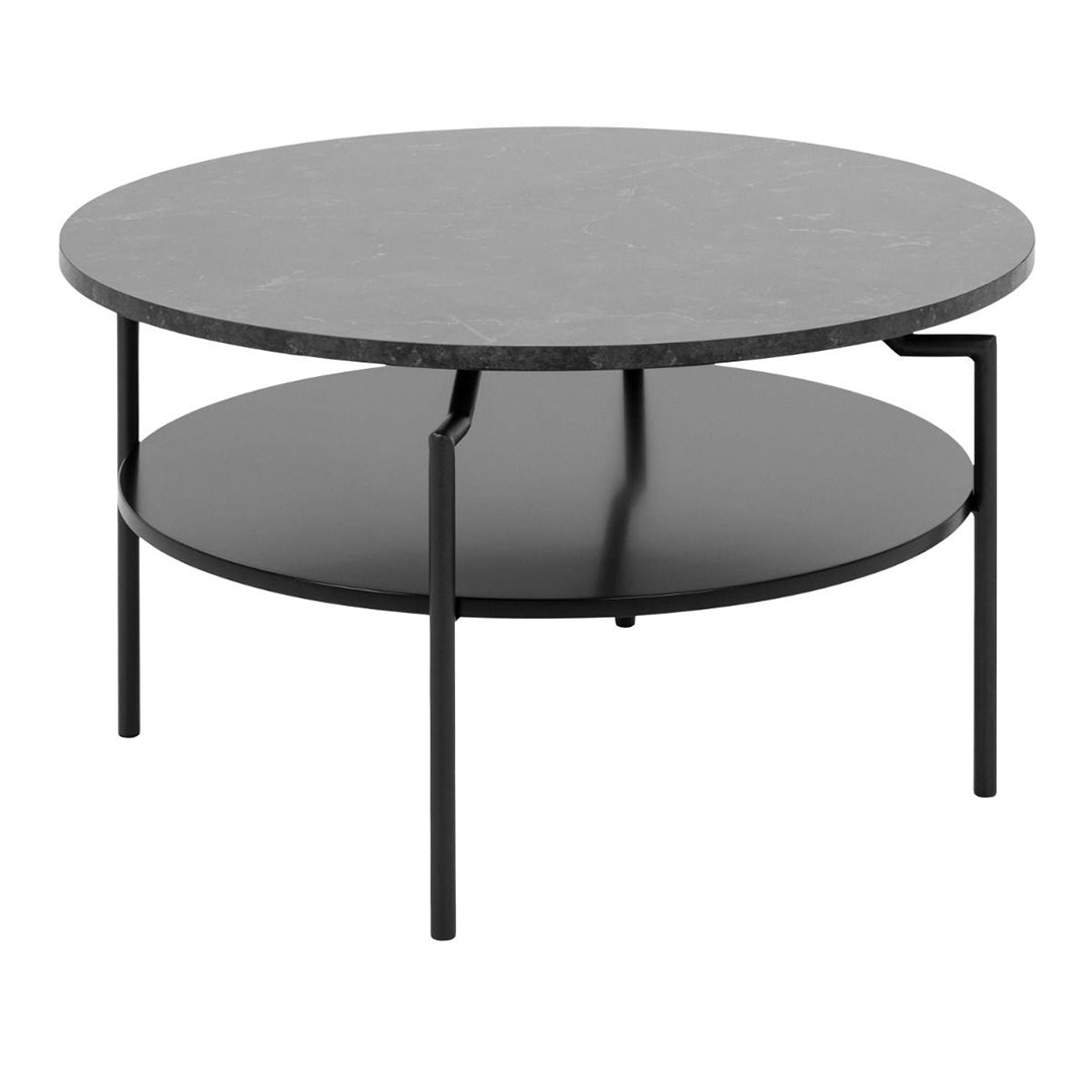 Wooden Coffee Table Round With Under Shelf - Goldington