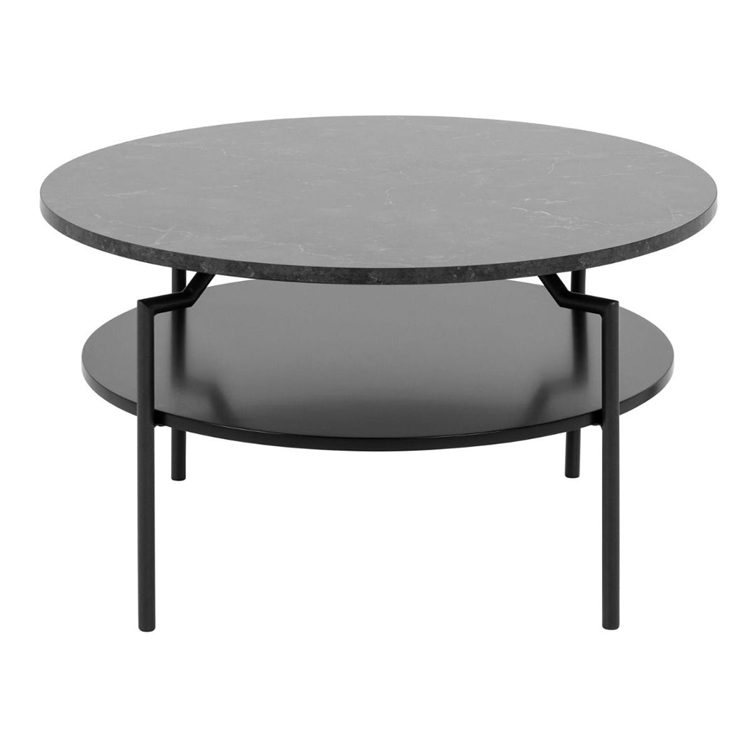 Wooden Coffee Table Round With Under Shelf - Goldington