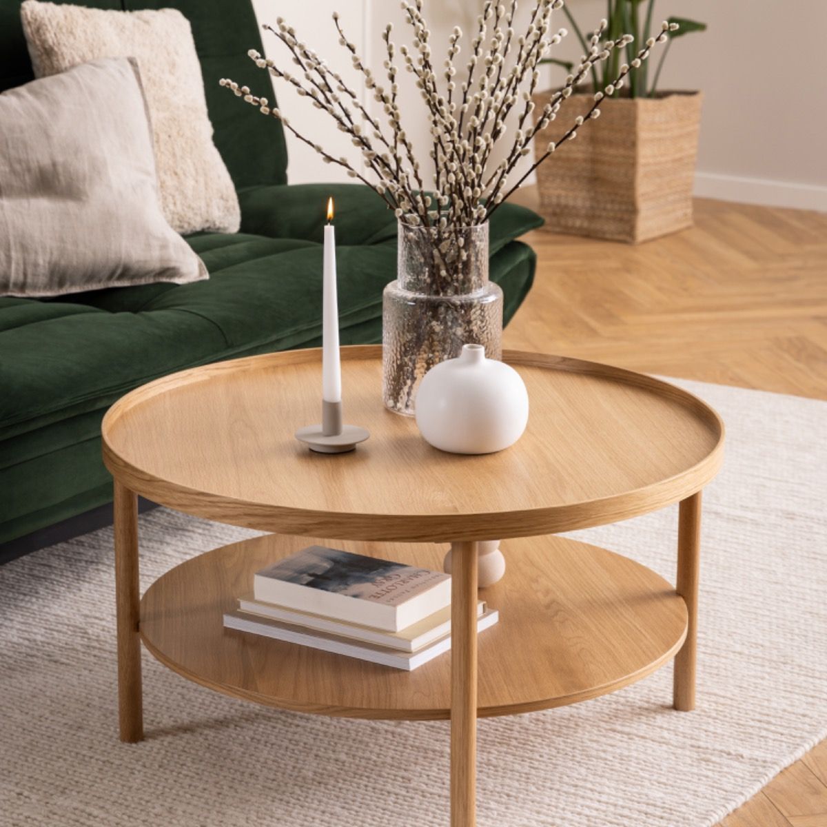 Wooden Coffee Table Round With Undershelf - Banbury
