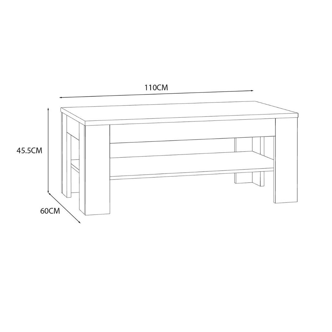 Wooden Coffee Table With Shelf Rectangular - Grafton