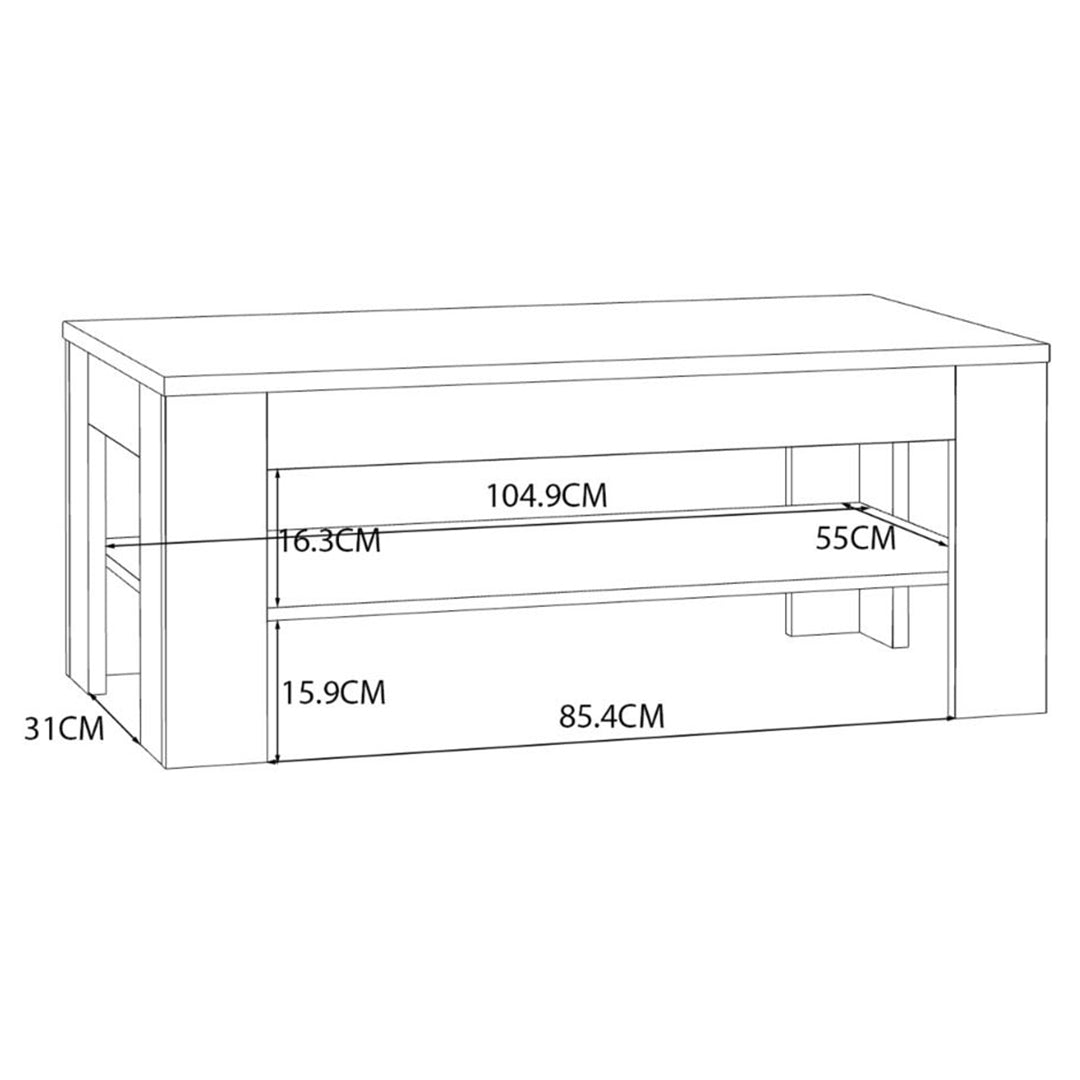 Wooden Coffee Table With Shelf Rectangular - Grafton