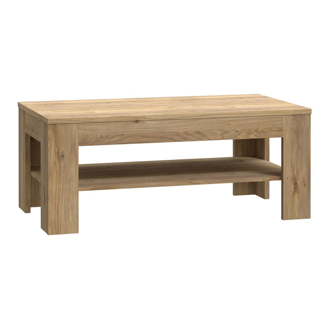 Wooden Coffee Table With Shelf Rectangular - Grafton