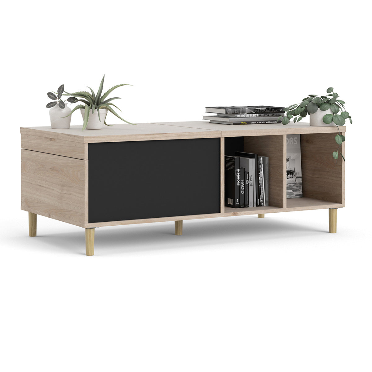 Wooden Coffee Table With Sliding Top in Jackson Hickory Oak - Rome