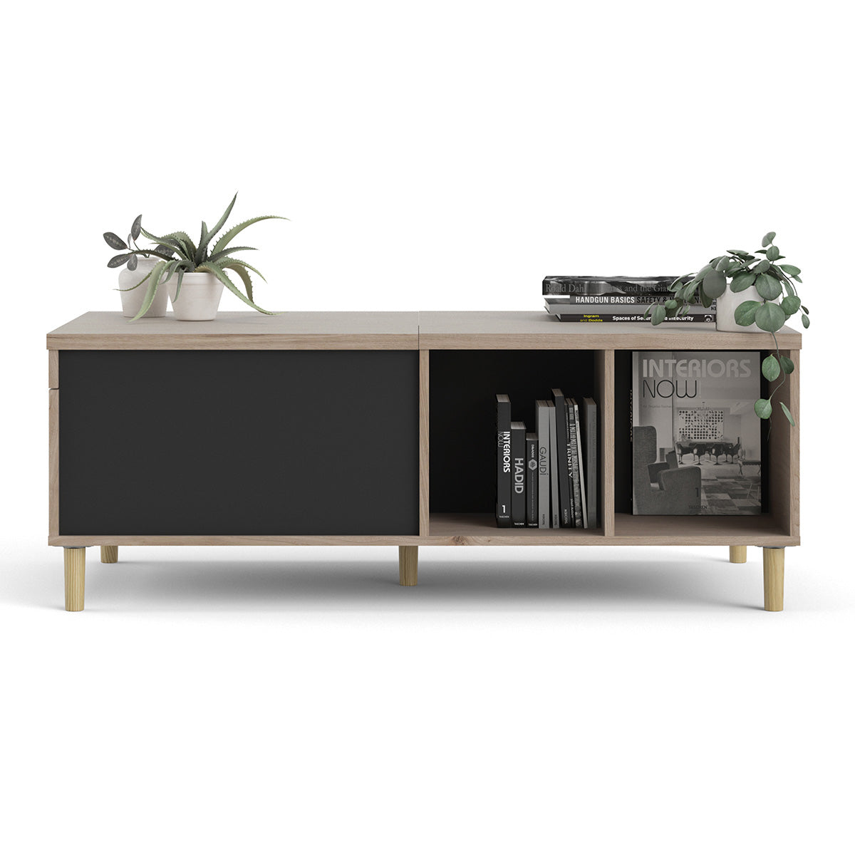 Wooden Coffee Table With Sliding Top in Jackson Hickory Oak - Rome