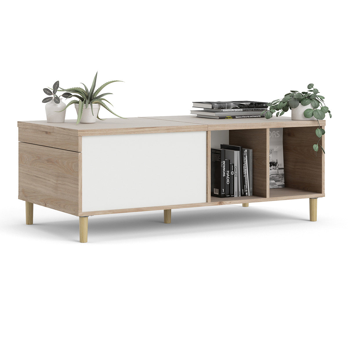 Wooden Coffee Table With Sliding Top in Jackson Hickory Oak - Rome