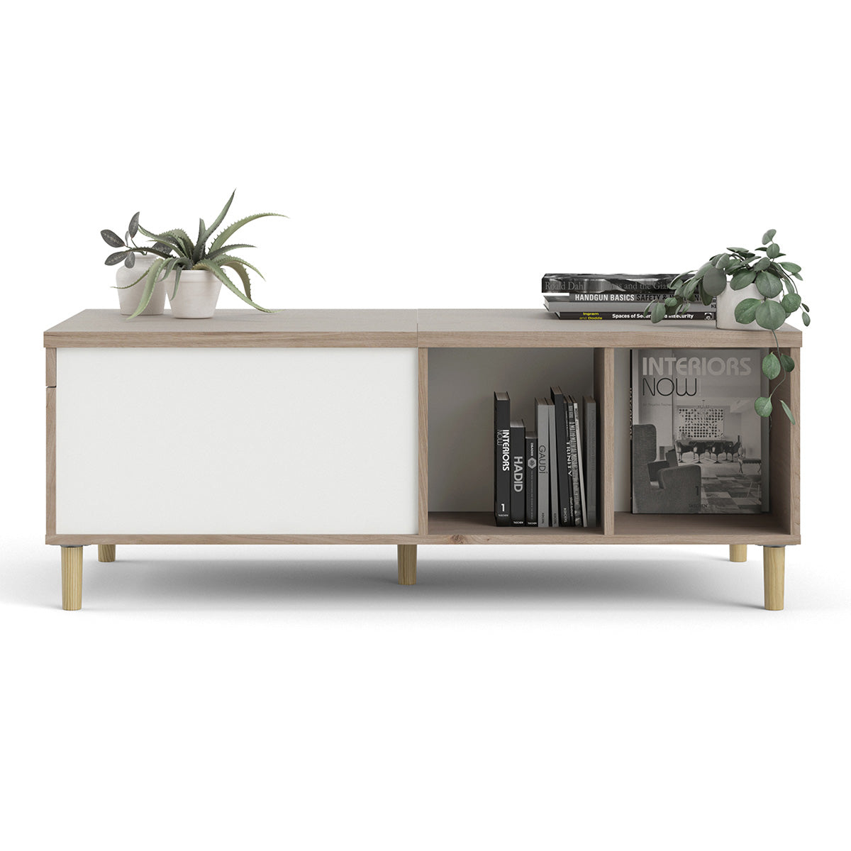 Wooden Coffee Table With Sliding Top in Jackson Hickory Oak - Rome