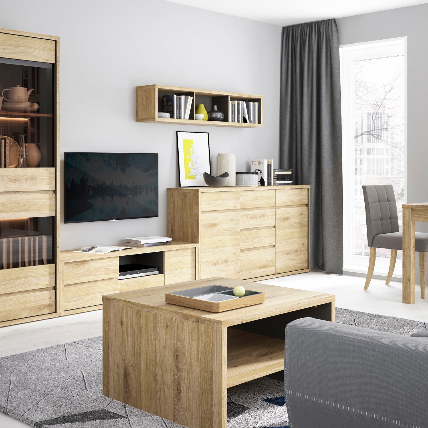 Wooden Coffee Table Square With Shelf - Shetland