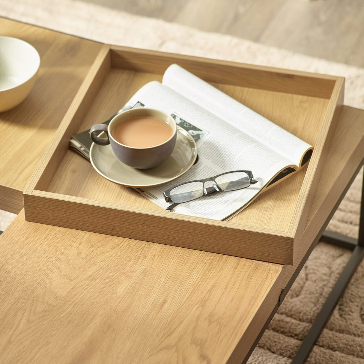 Wooden Coffee Table Square Tray - Ezra