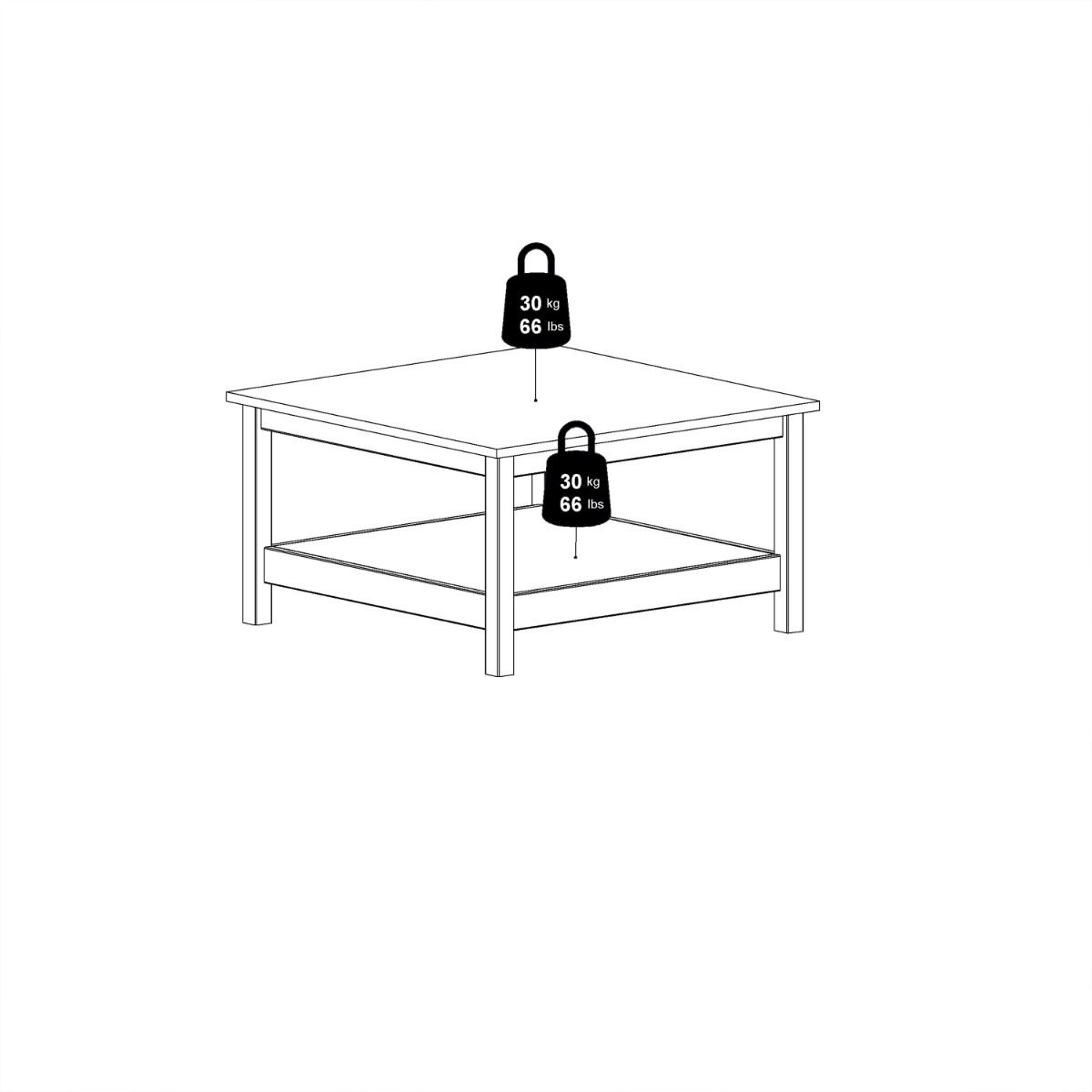 Wooden Coffee Table Square With Under Shelf - Madrid