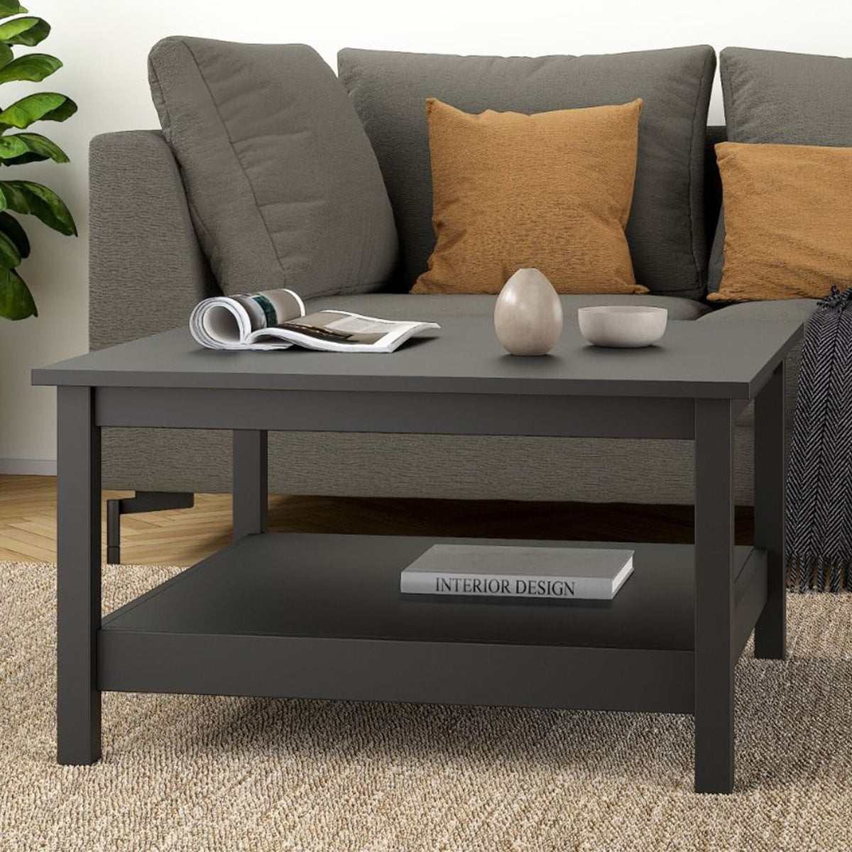 Wooden Coffee Table Square With Under Shelf - Madrid