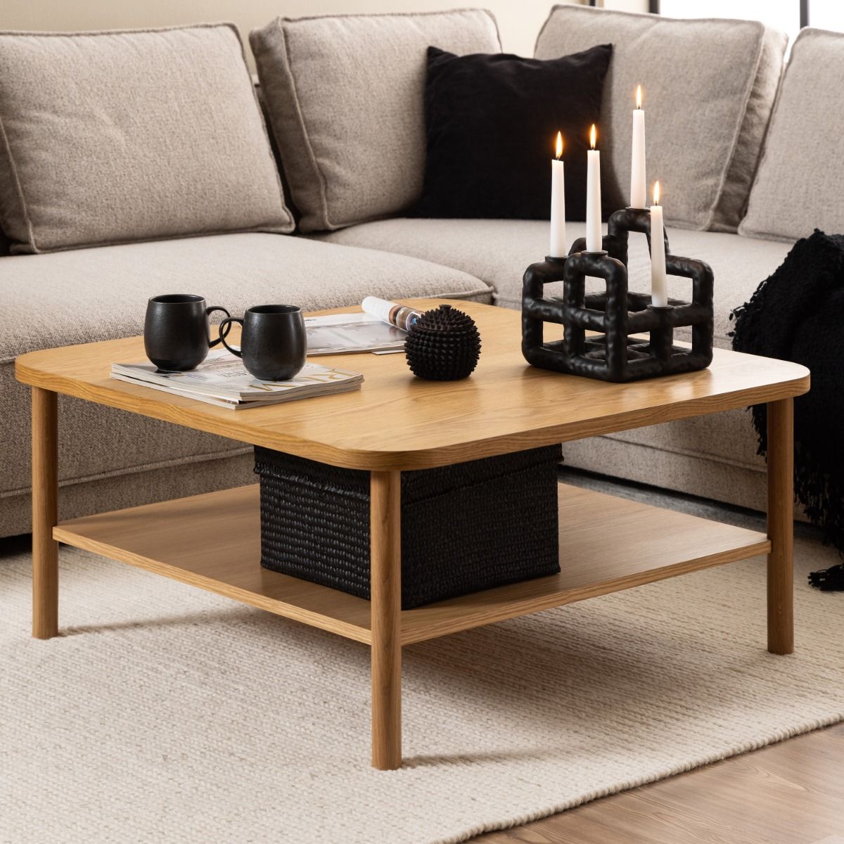 Wooden Coffee Table Square With Undershelf - Banbury