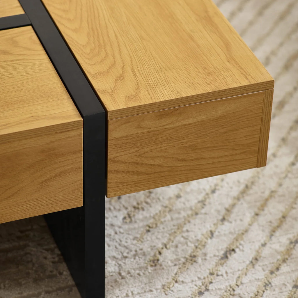 Wooden Coffee Table With Storage Square - Tahoe
