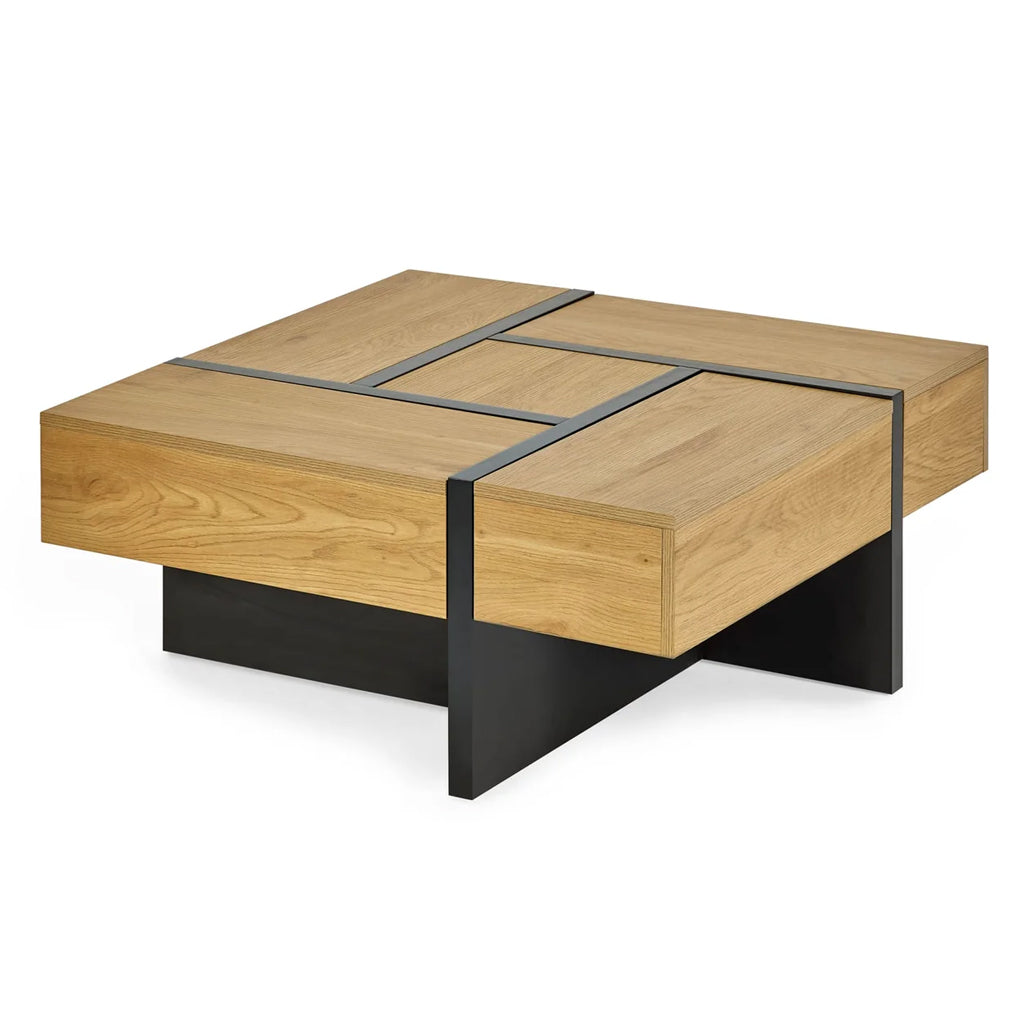 Wooden Coffee Table With Storage Square - Tahoe
