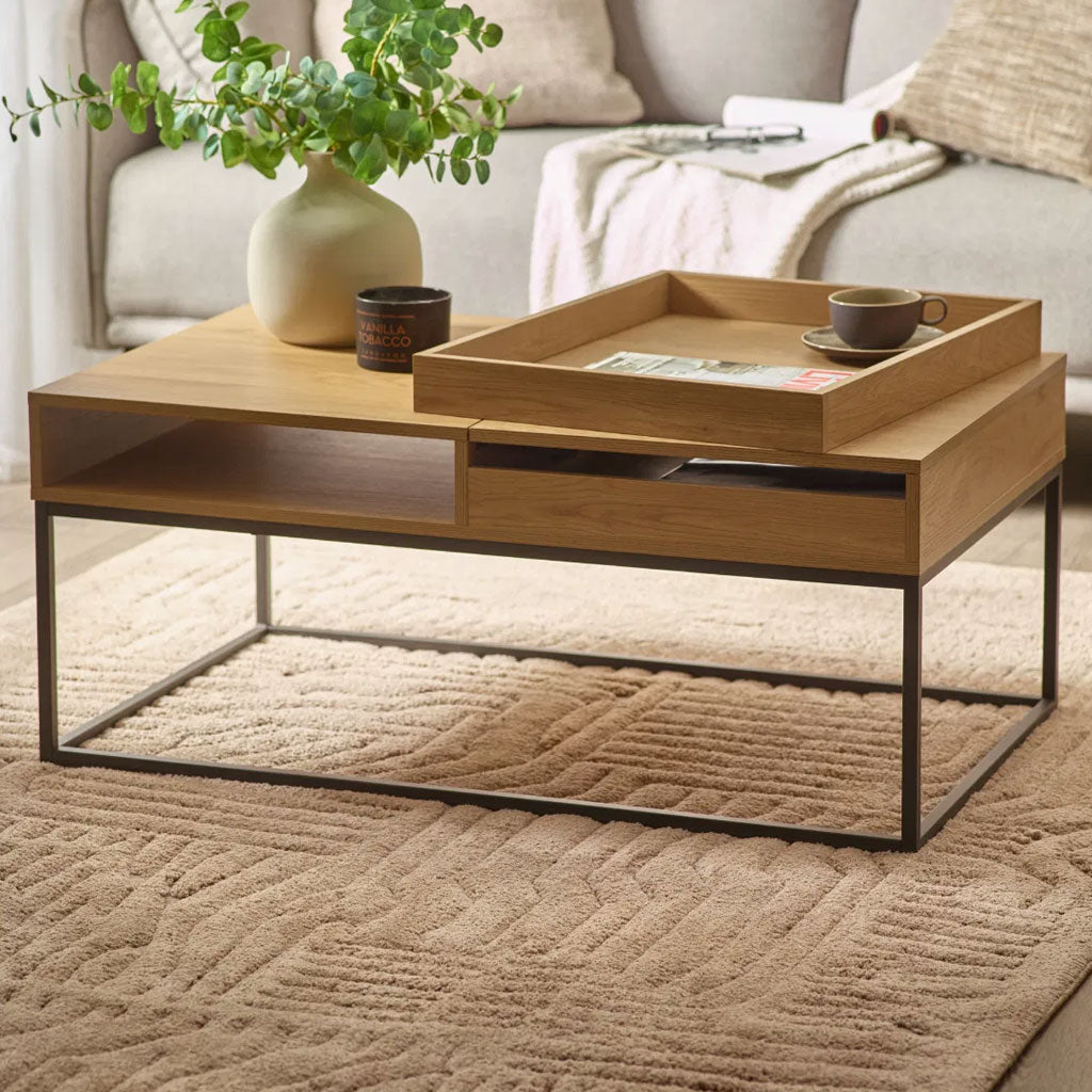 Wooden Coffee Table With 1 Drawer And Storage - Kade