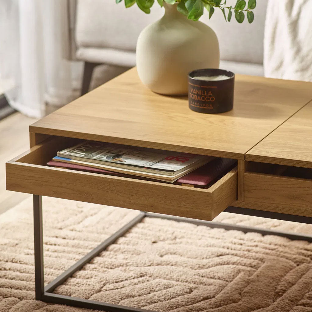Wooden Coffee Table With 1 Drawer And Storage - Kade