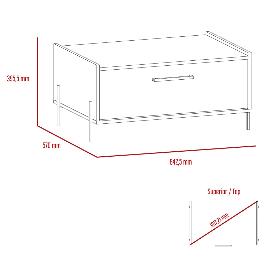 Wooden Coffee Table With 1 Flap Door - Harvard