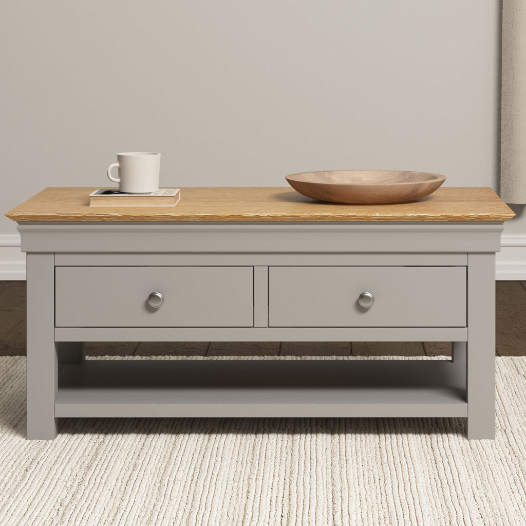 Wooden Coffee Table With 2 Drawers - Bordeaux