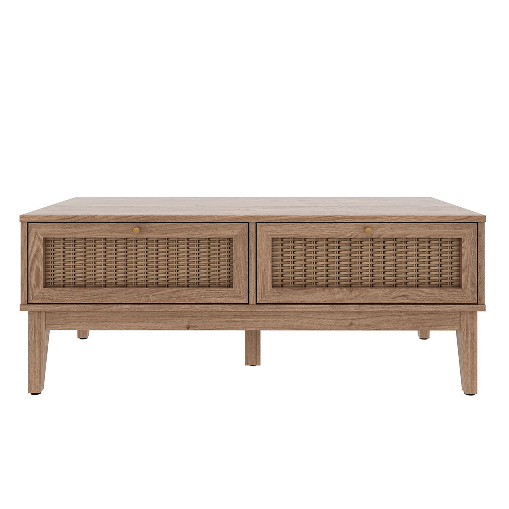 Wooden Coffee Table Rectangular With 2 Drawers - Bordeaux