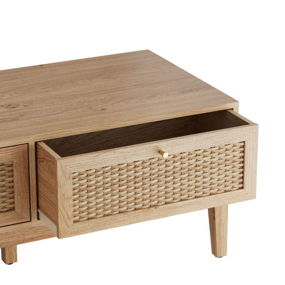 Wooden Coffee Table Rectangular With 2 Drawers - Bordeaux