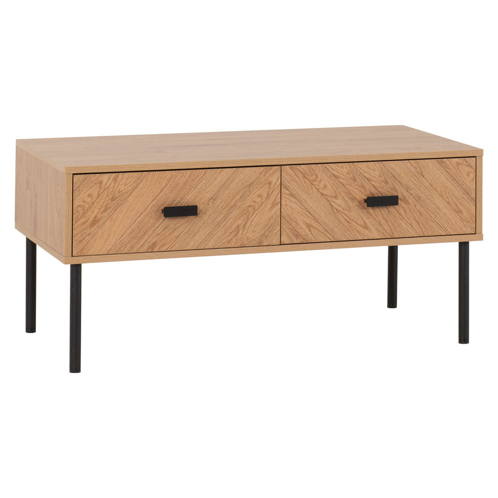 Wooden Coffee Table With 2 Drawers - Leon