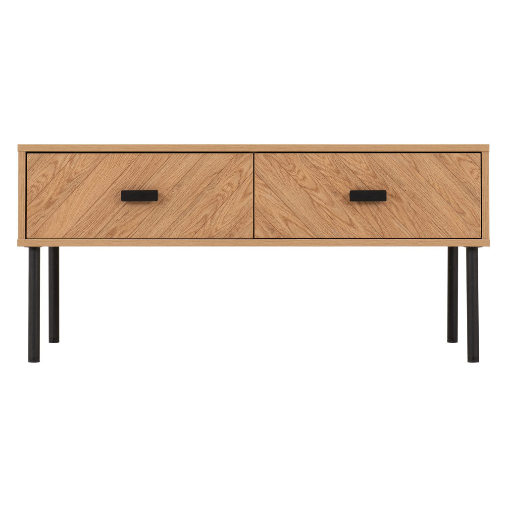 Wooden Coffee Table With 2 Drawers - Leon