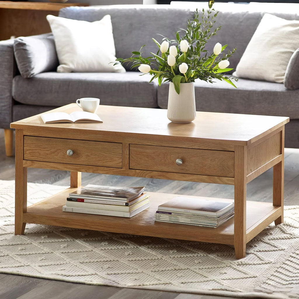 Wooden Coffee Table With 2 Drawers - Mallory