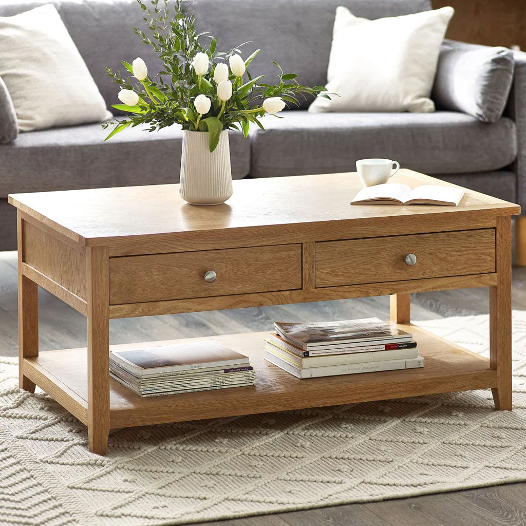 Wooden Coffee Table With 2 Drawers - Mallory