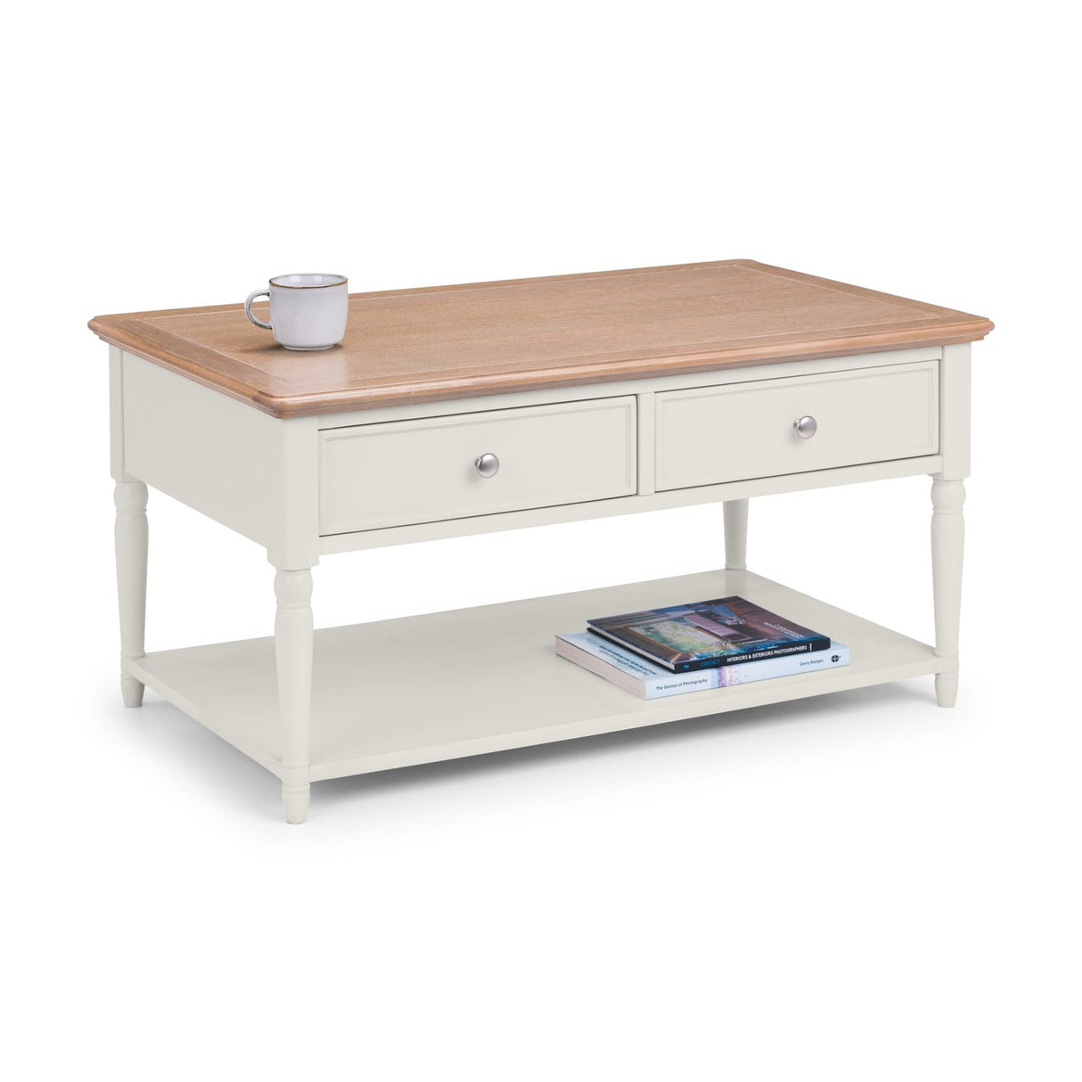 Wooden Coffee Table With 2 Drawers - Provence