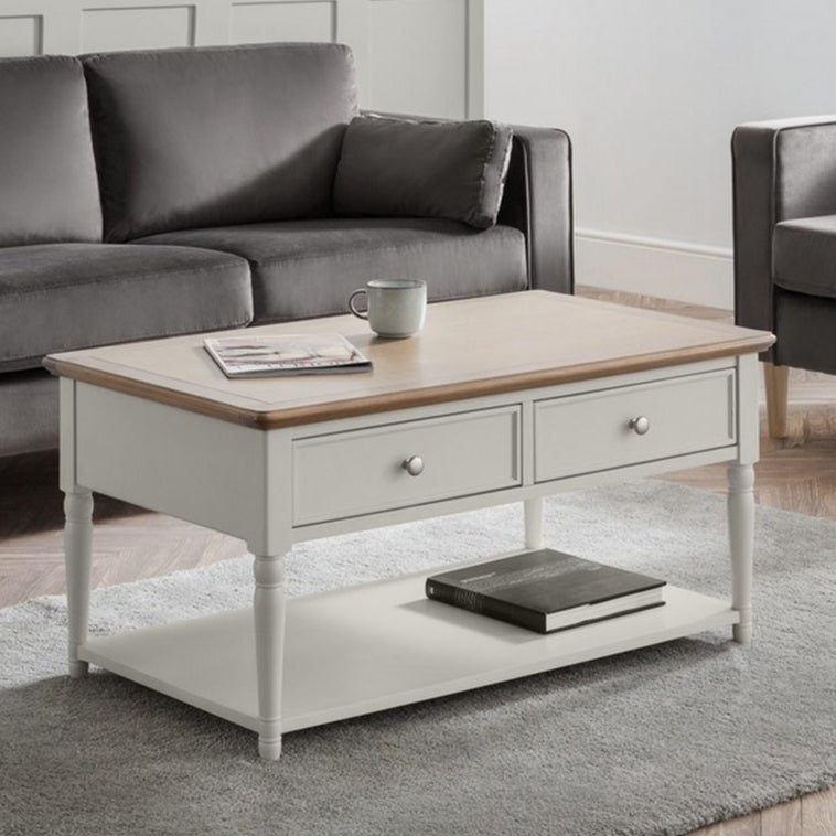 Wooden Coffee Table With 2 Drawers - Provence