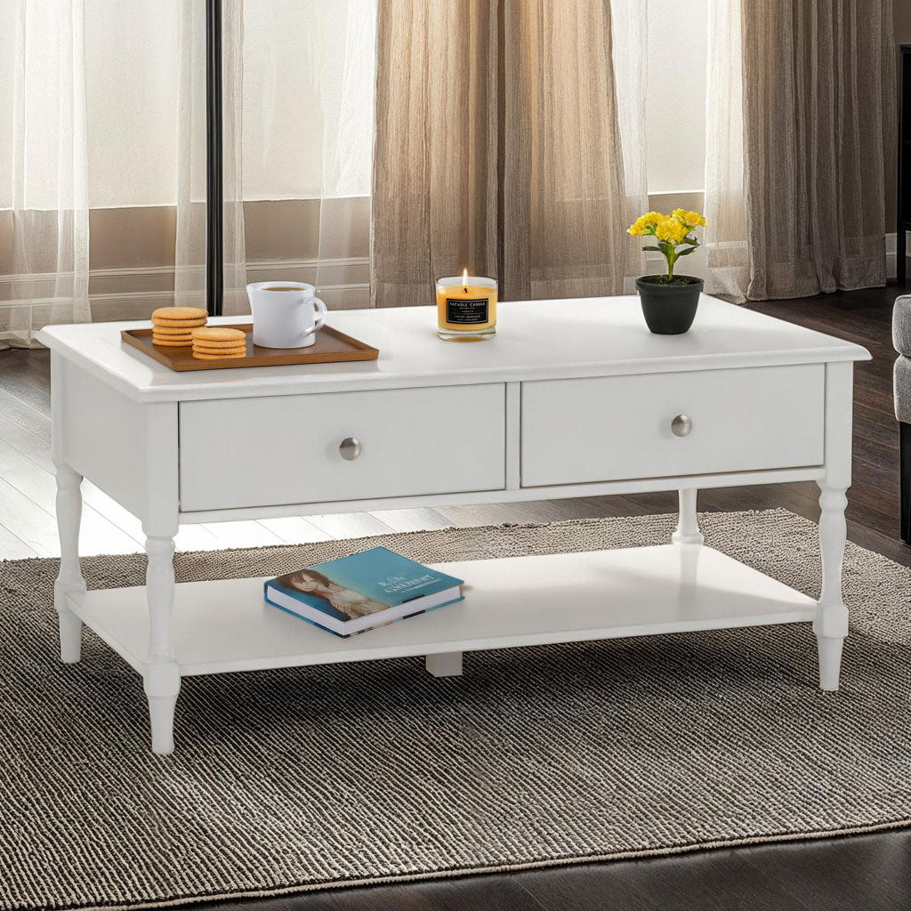 Wooden Coffee Table With 2 Drawers - Stratford