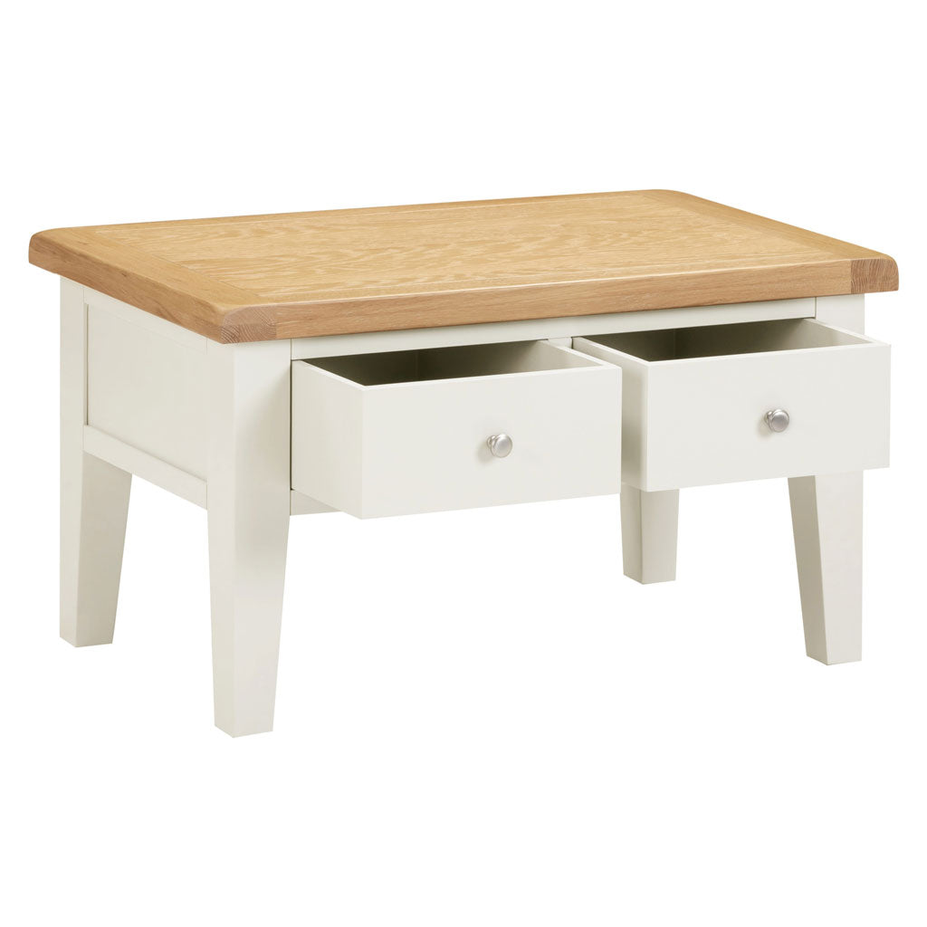 Wooden Coffee Table With 2 Drawers - Windsor