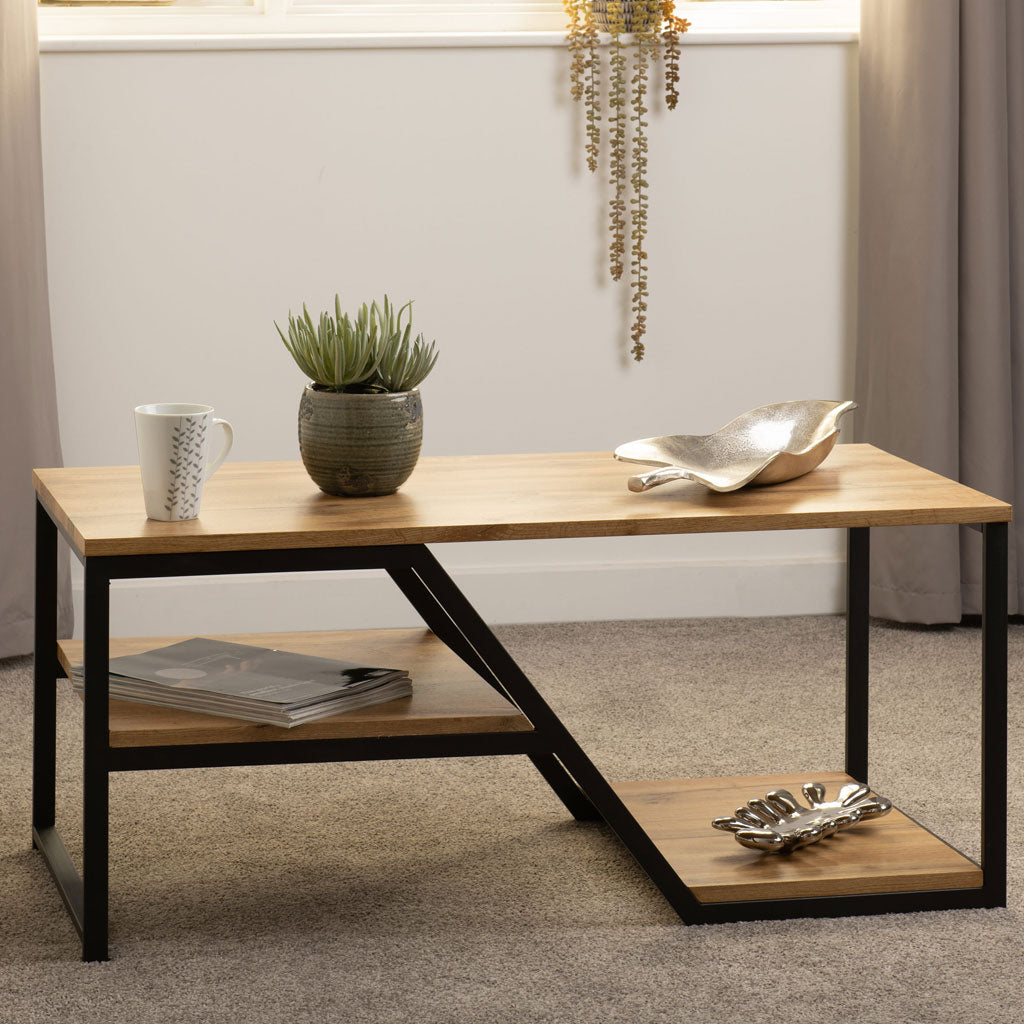 Wooden Coffee Table With Metal Frame - Durham