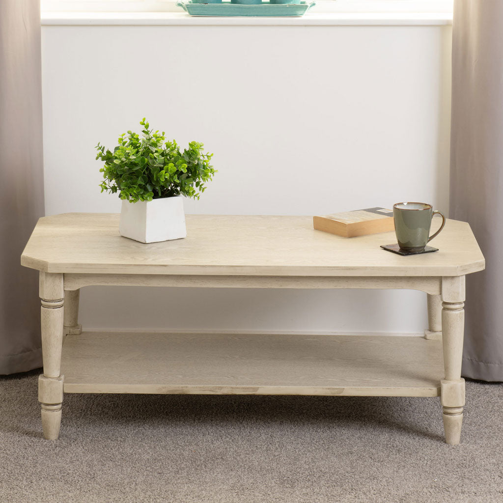 Wooden Coffee Table With Under Shelf - Chantilly