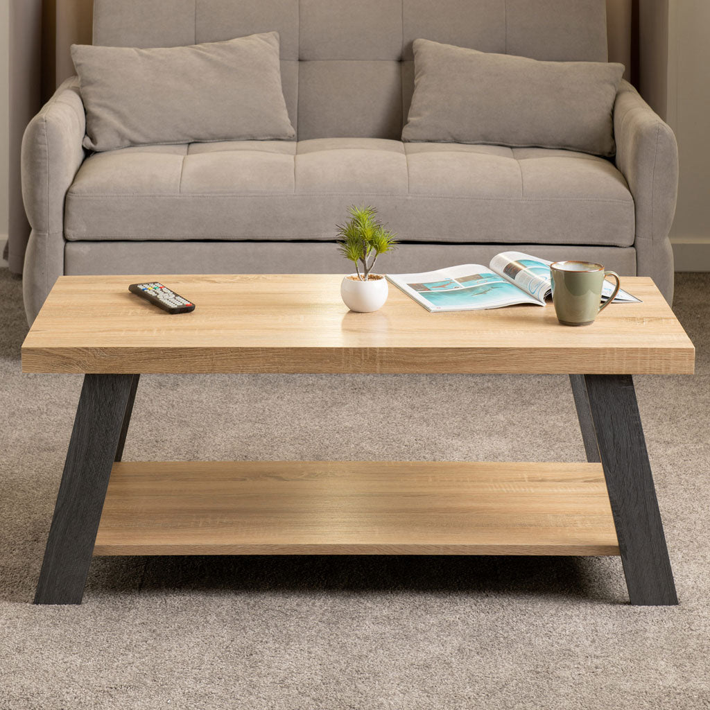 Wooden Coffee Table With Undershelf - Eddie