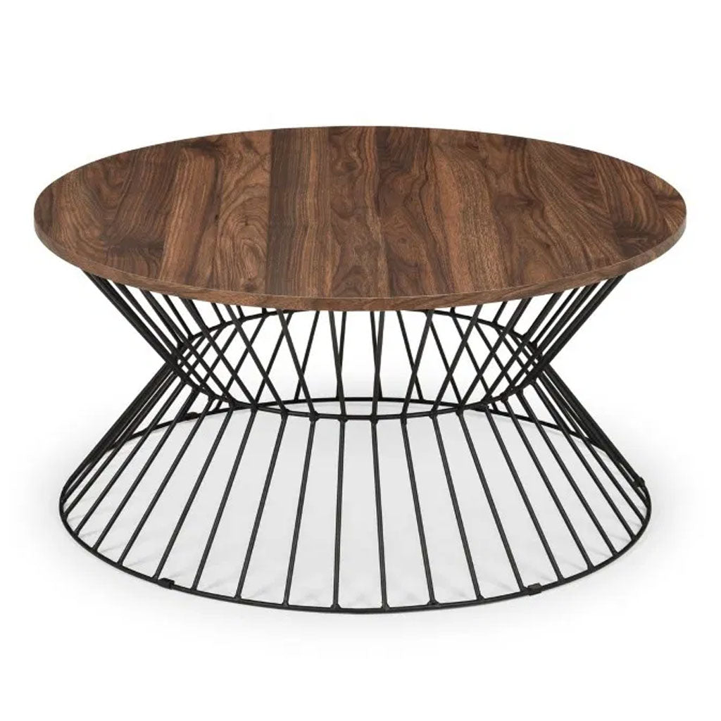 Wooden Coffee Table With Wire Frame Round - Jersey