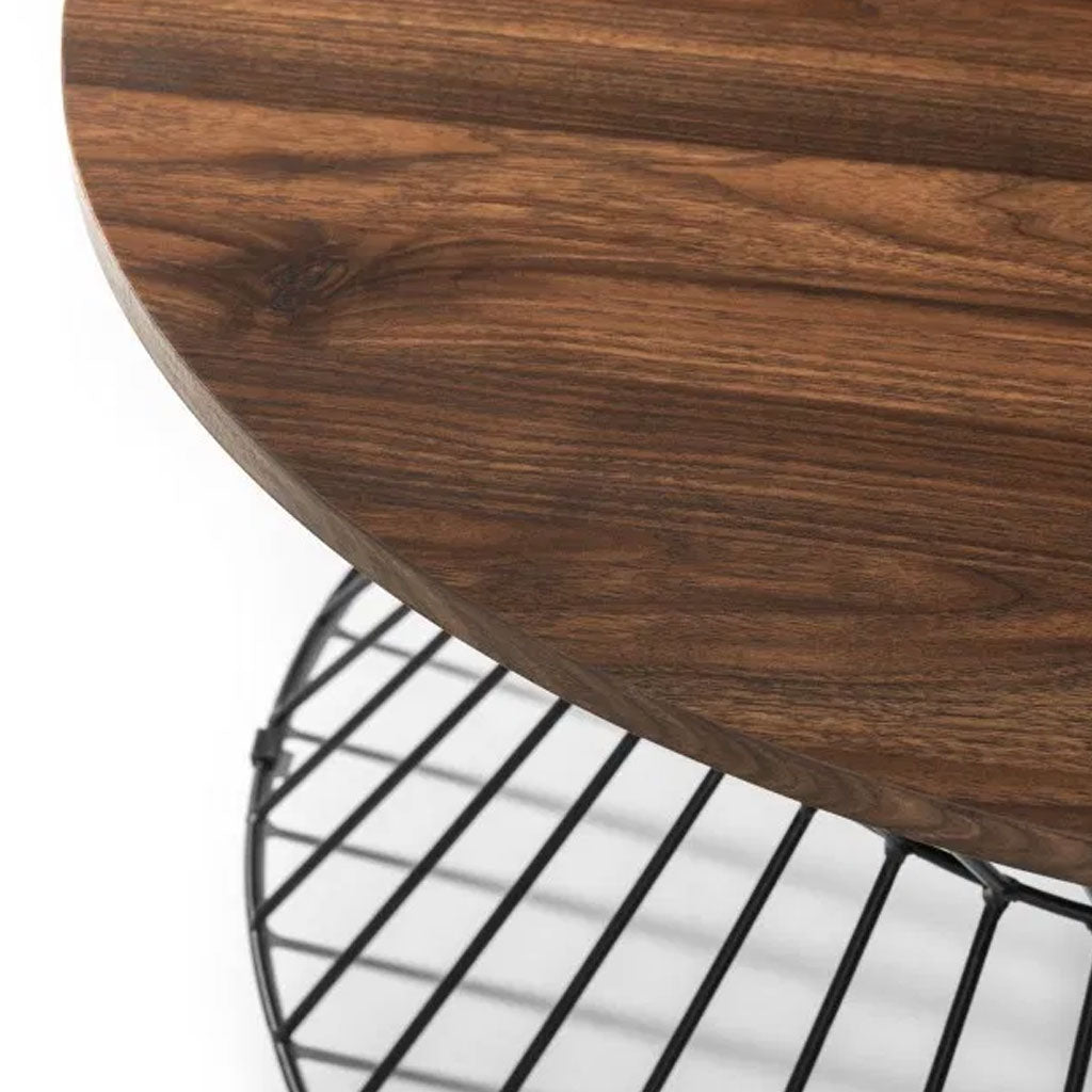 Wooden Coffee Table With Wire Frame Round - Jersey