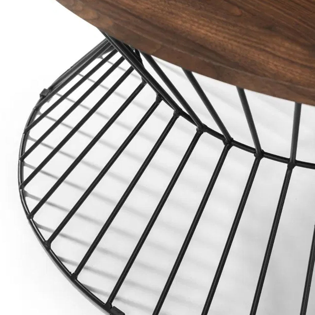 Wooden Coffee Table With Wire Frame Round - Jersey