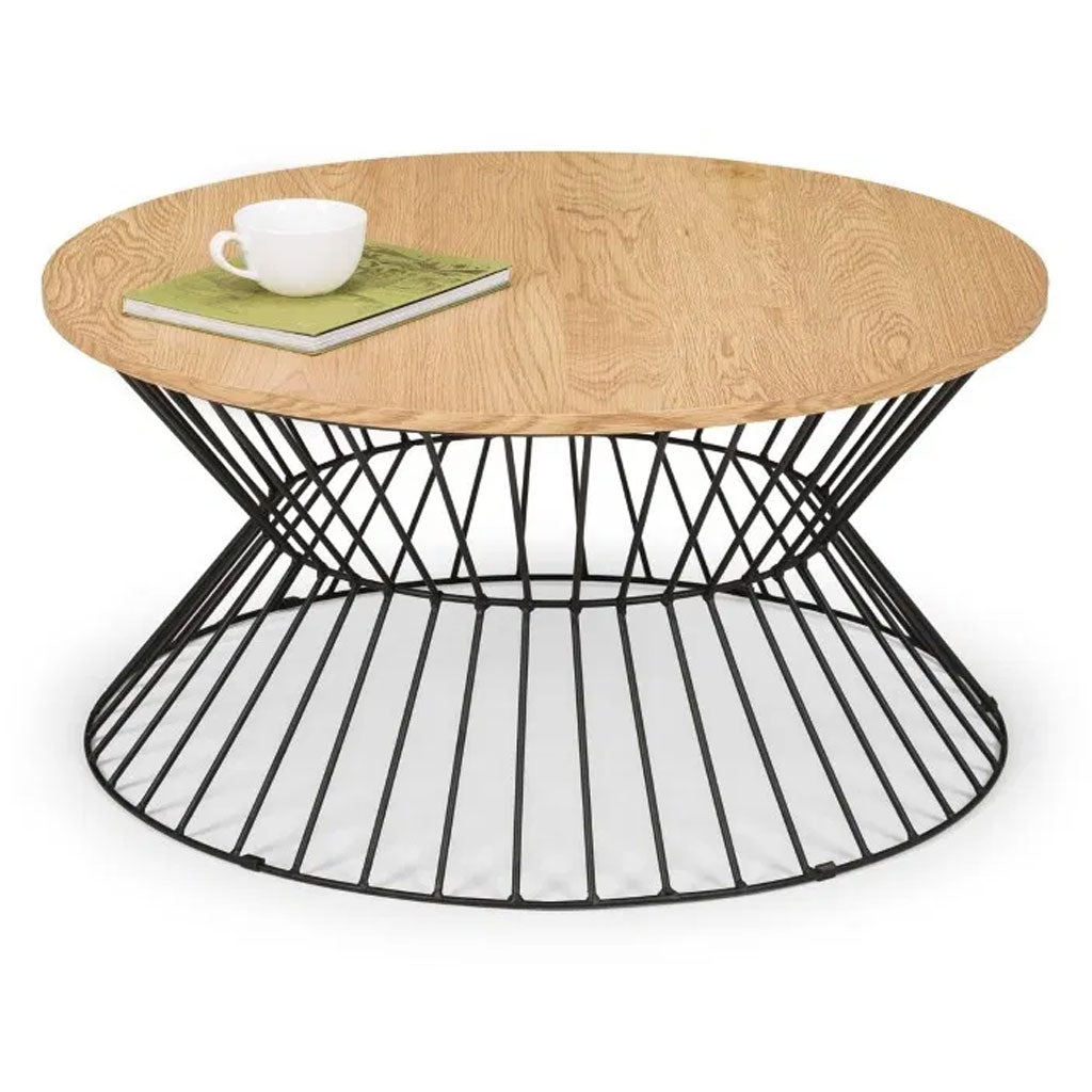 Wooden Coffee Table With Wire Frame Round - Jersey