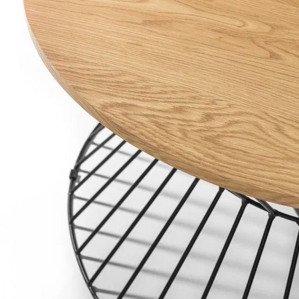 Wooden Coffee Table With Wire Frame Round - Jersey