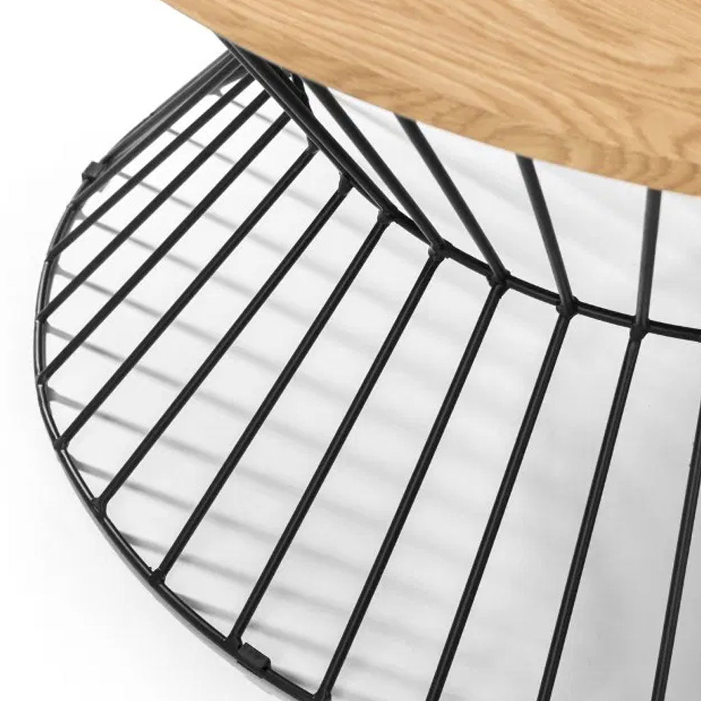 Wooden Coffee Table With Wire Frame Round - Jersey
