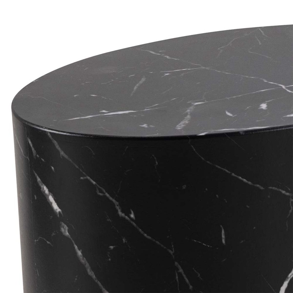 Wooden Coffee Tables in Set Of 2 Oval With Marble Marquina Effect - Mice