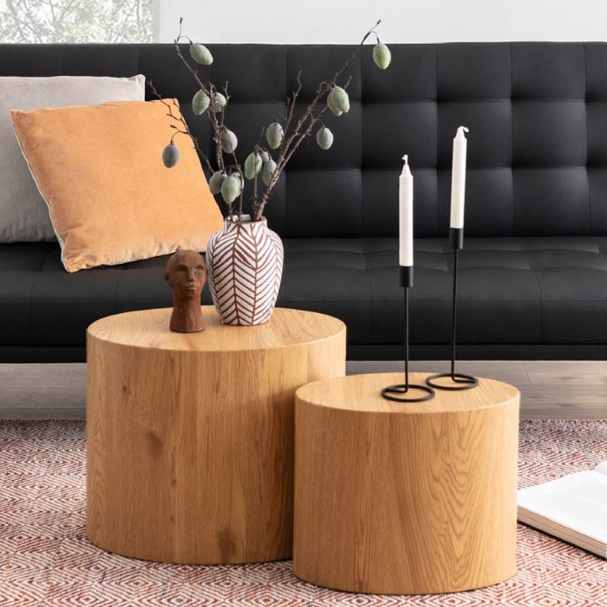 Wooden Coffee Tables in Set Of 2 Oval - Mice