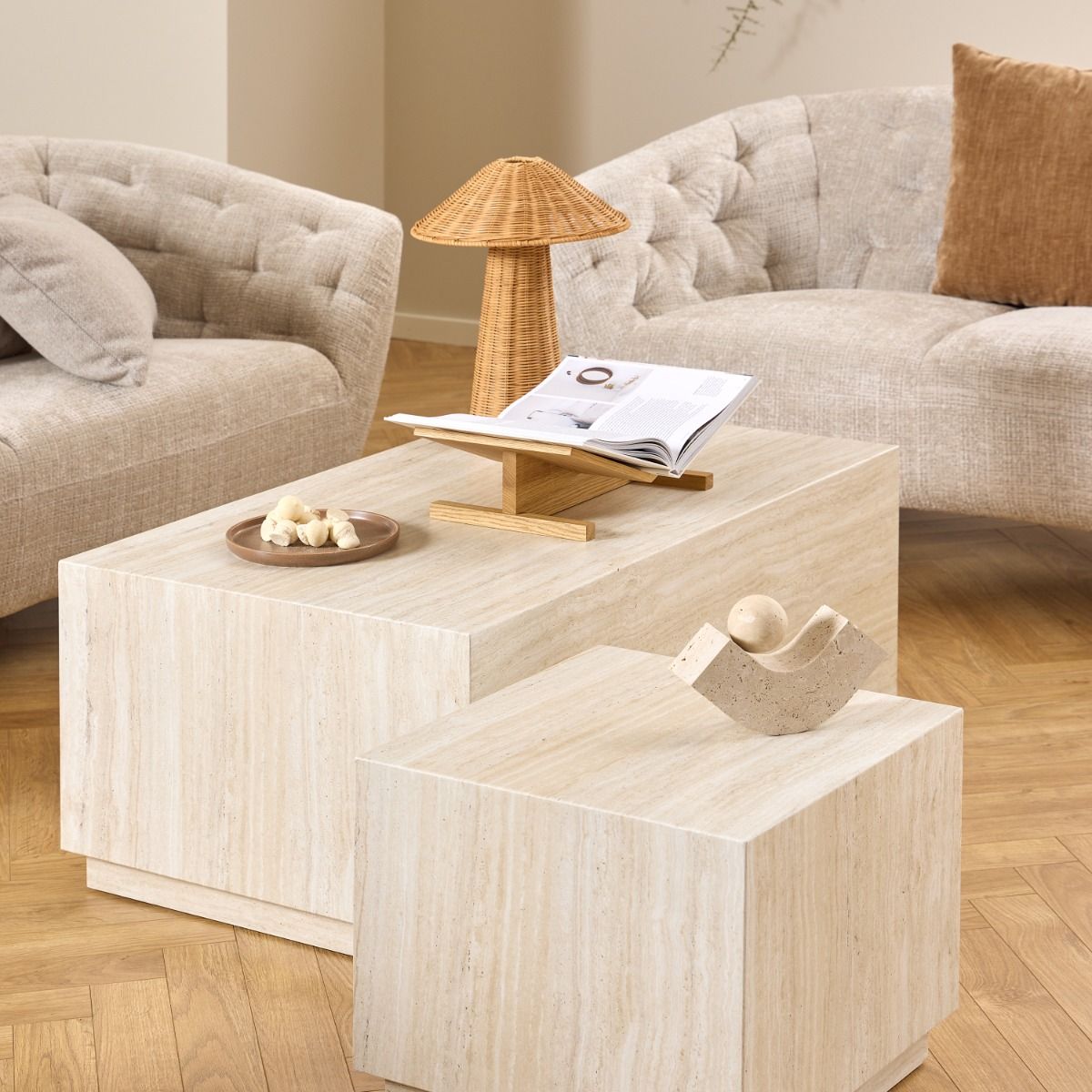 Wooden Coffee Tables in Set Of 2 Rectangular - Dice