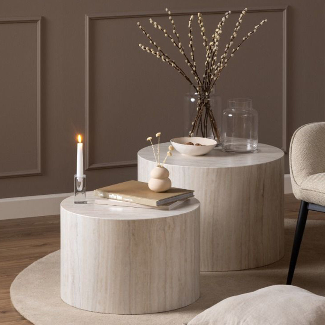 Wooden Coffee Tables in Set Of 2 Round - Dice