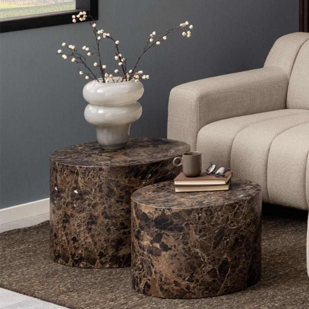 Wooden Coffee Tables in Set Of 2 Round - Dice