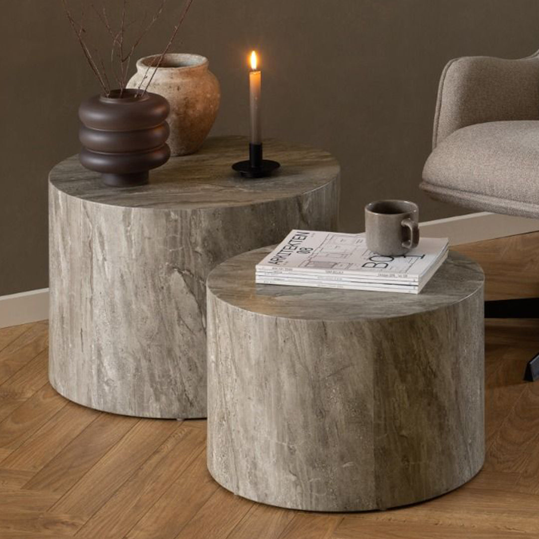 Wooden Coffee Tables in Set Of 2 Round - Dice