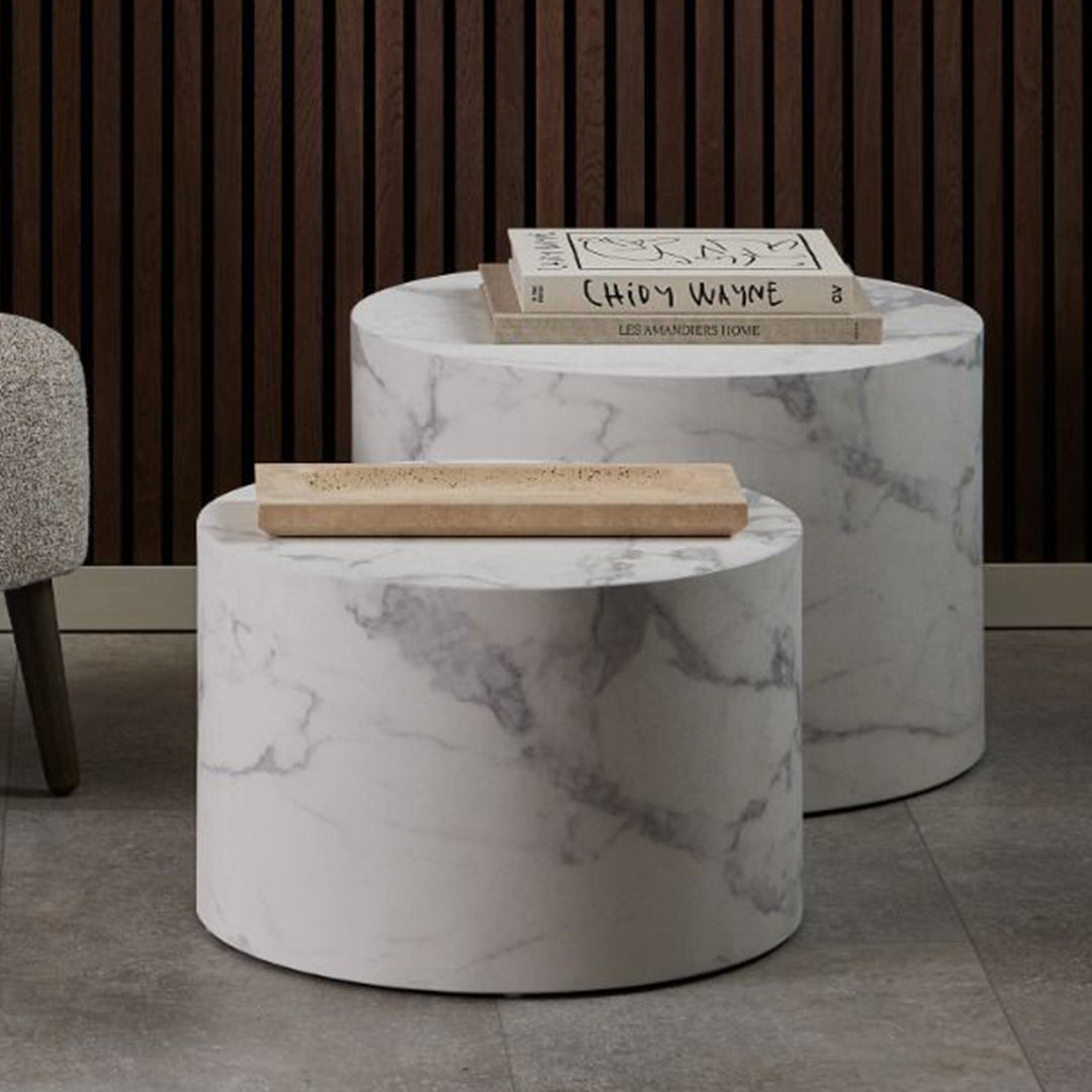 Wooden Coffee Tables in Set Of 2 Round - Dice