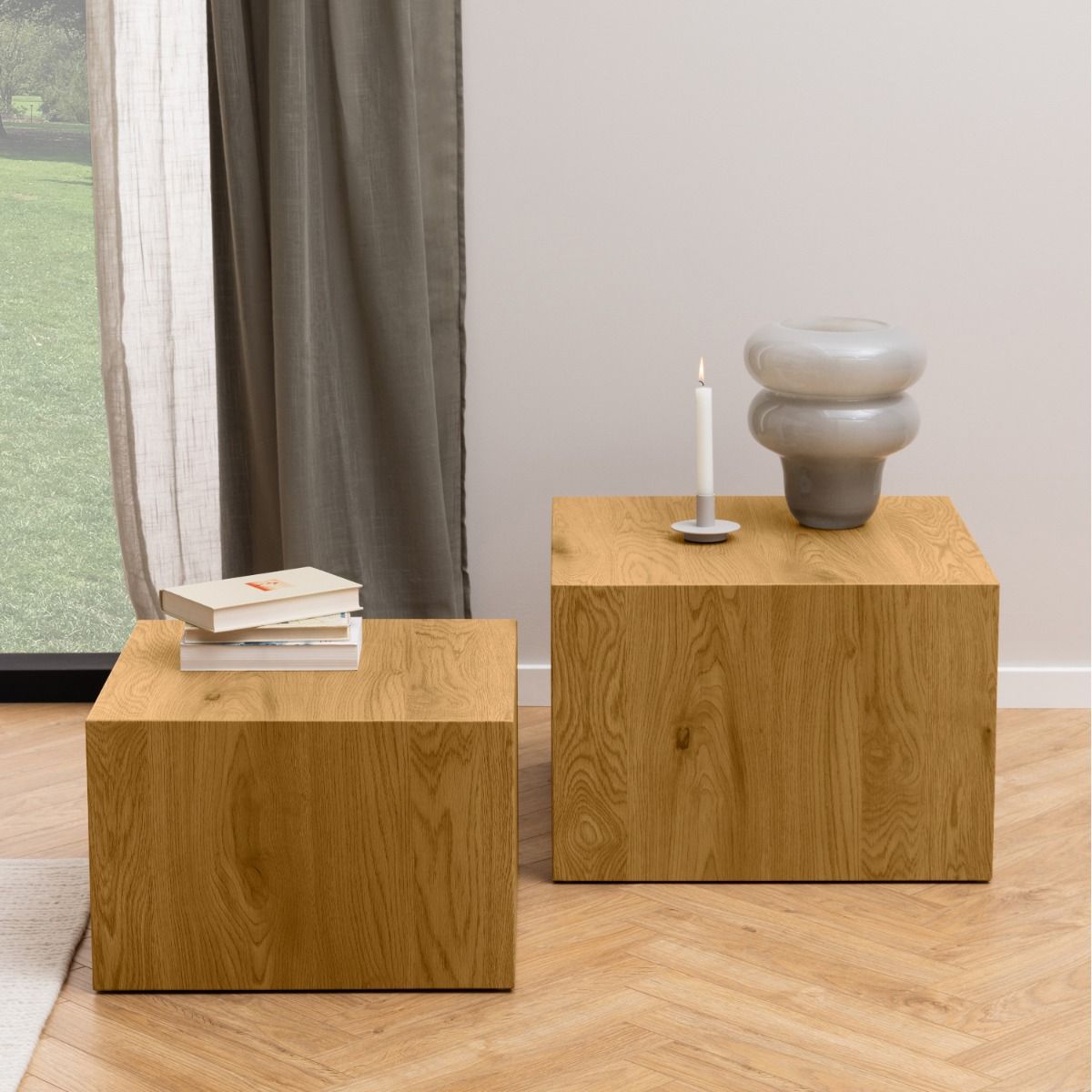 Wooden Coffee Tables in Set Of 2 Square - Dice