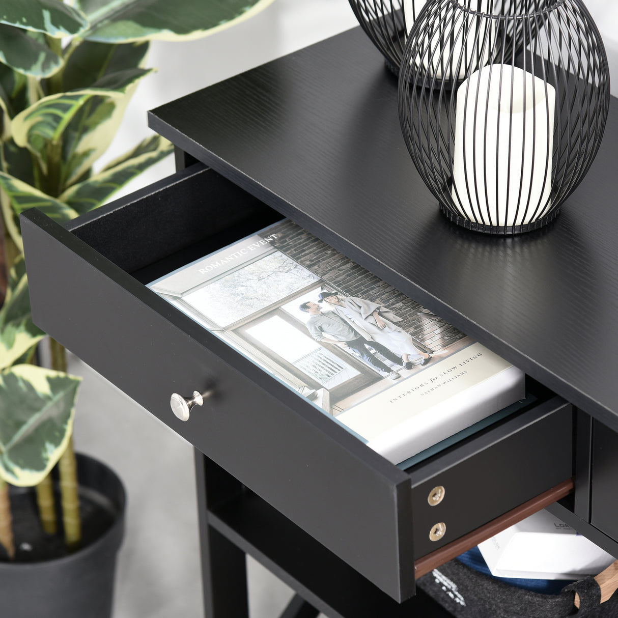 Wooden Console Table 100cm Wide With 2 Drawers And 2 Shelves - Velmora